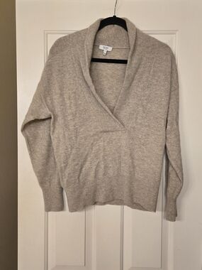 Reiss Cream Shawl Collar Turtleneck Sweater